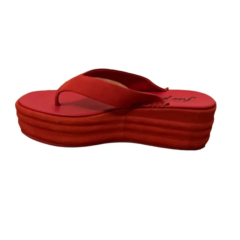 Free People Haven Thong Platform Sandal Flame Red Women's Sz EU 40 US 10 NEW